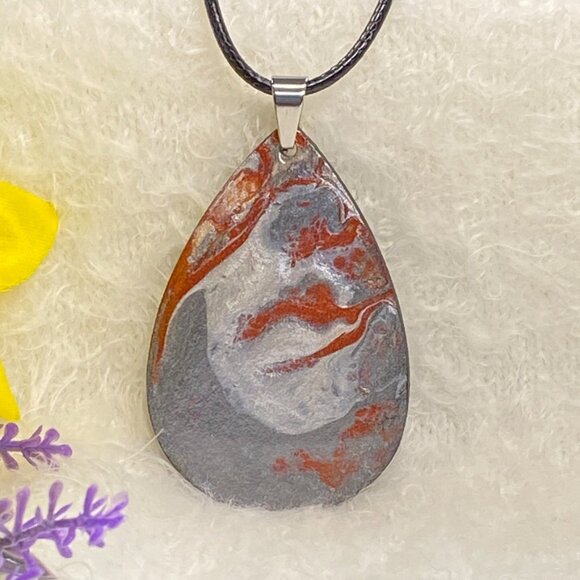 Hand Painted Iridescent Tear Drop Pendant Necklace - Picture 1 of 4